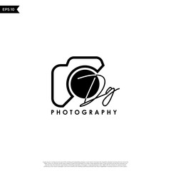 Initial Letter DG with camera. Logo photography simple luxury vector.