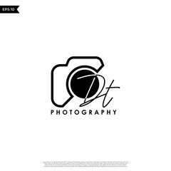 Initial Letter DT with camera. Logo photography simple luxury vector.