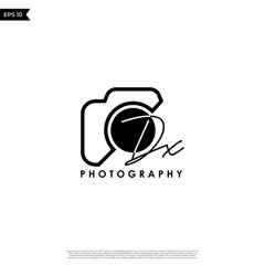 Initial Letter DX with camera. Logo photography simple luxury vector.