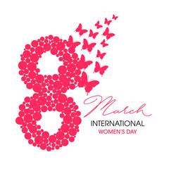 Flyer or Pamphlet with stylish 8 March and illustration for Happy International Women's Day celebration