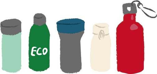 タンブラー　水筒の手描きイラスト　