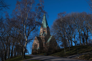 The church Sofia kyrka in the district Södermalm in Stockholm a sunny winter day.