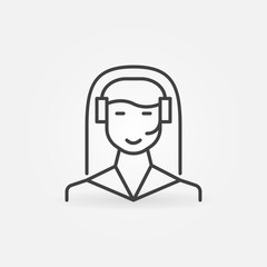 Woman Call Center vector concept outline icon. Customer Service symbol in thin line style