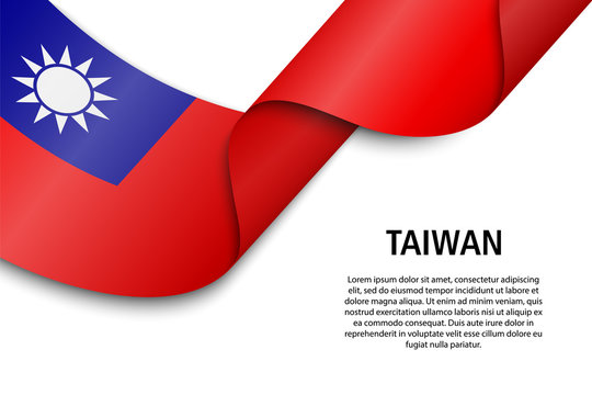 Waving ribbon or banner with flag Taiwan
