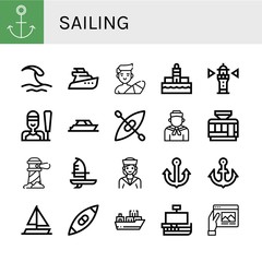 sailing simple icons set
