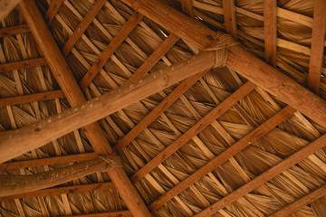 Close up of a Mexican "Palapa" hut ceiling