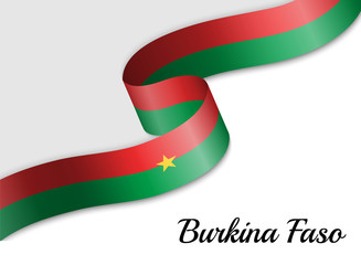 waving ribbon flag Burkina Faso