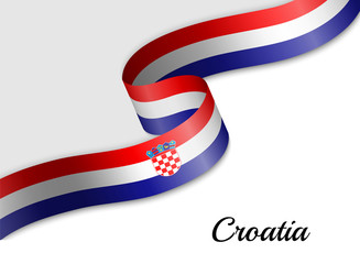 waving ribbon flag Croatia