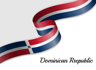 waving ribbon flag Dominican Republic