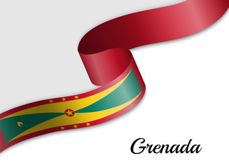 waving ribbon flag Grenada