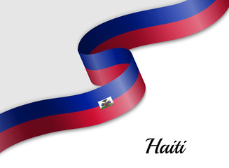 waving ribbon flag Haiti