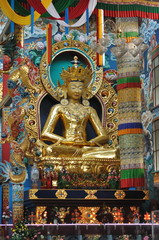 Fototapeta na wymiar Buddhist sanctum santorium- Bylakuppe. Mysore district, Karnataka, India. It is home to two of the many Tibetian settlements in India