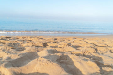 Empty sea and beach sand with soft focus