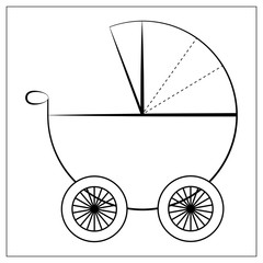Fototapeta na wymiar Vector baby pram icon. Isolated on white background. Flat signs of stroller for design logo, visit card, etc.