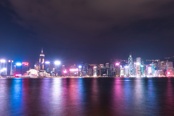 Fototapeta premium Night view from Victoria harbour waterfront, Hong Kong