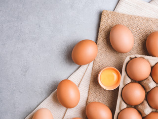 Organic chicken eggs food ingredients concept