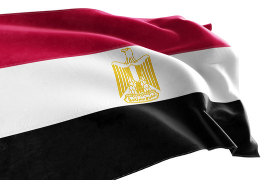 3d Rendered realistic fabric waving flag of Egypt on white background
