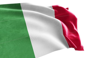 3d Rendered realistic fabric waving flag of Italy on white background.