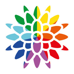 Rainbow Ray Flower Chrysanthemum Flat Vector Icon for Printing Anticlockwise E