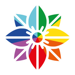 Obraz premium Rainbow Ray Flower Clematis Flat Vector Icon for Printing Anticlockwise F