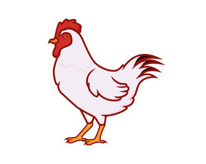 Detailed Hen with Standing Gesture Illustration