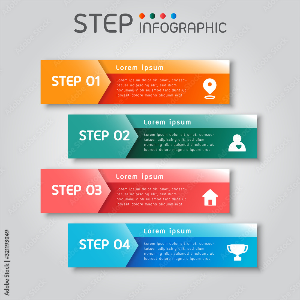 Wall mural Square shape elements with steps,options,milestone,processes or workflow.Business data visualization.Creative infographic template for presentation,vector illustration.