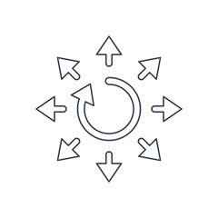 Deployment. Implementation. Vector linear icon isolated on white background.