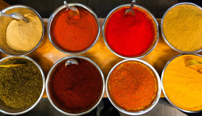 Spice shop in the old city at the bazaar in Jerusalem, Israel