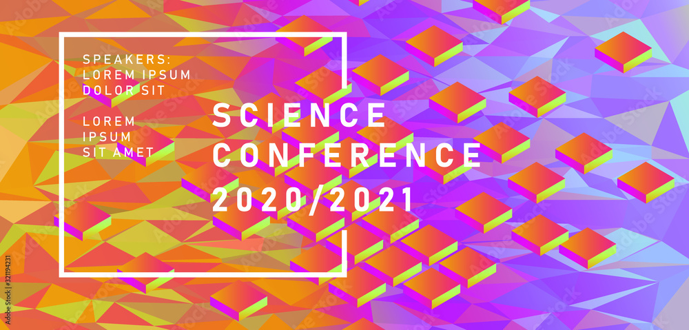 Aufkleber Abstract background with colorful polygonal mesh. Poster template for Science and IT Technologies Business Conference.