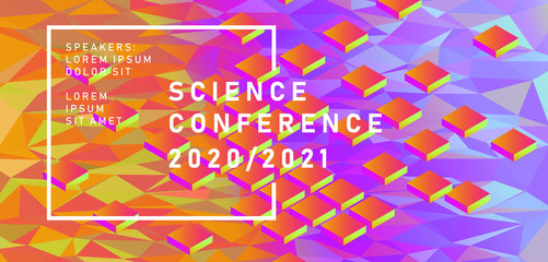 Abstract background with colorful polygonal mesh. Poster template for Science and IT Technologies Business Conference.