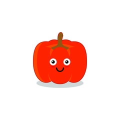 Vegetables Characters Collection: Vector illustration of a funny and smiling pumpkin in cartoon style.