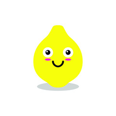Happy cute smiling lemon face. Vector flat cartoon character illustration icon.Isolated on white background. Cute lemon character concept. EPS 10