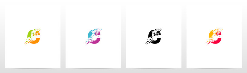 Fototapeta premium Eroded Particle On Letter Logo Design C