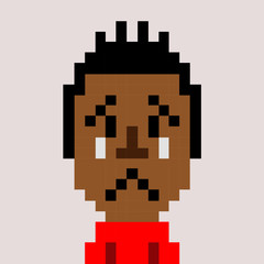 Red shirt man cry emoticon pixel-art character