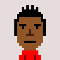 Fototapeta premium Red shirt man still emoticon pixel art character