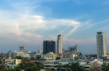  Bangkok City panorama scape in area on the right of imagehigh buildings downtown
