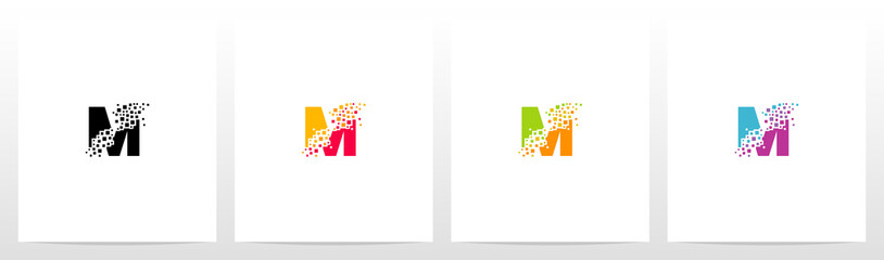 Eroded Particle On Letter Logo Design M
