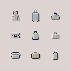 Bag line icon two tone set