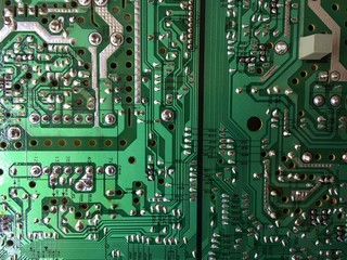 Part of a printed circuit board of a computer.
