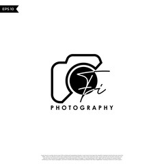 Initial Letter FI with camera. Logo photography simple luxury vector.
