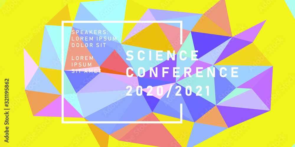 Poster abstract background with rainbow colored polygonal mesh. poster template for science and it technolo