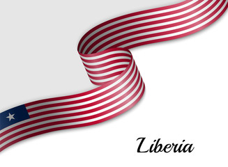 waving ribbon flag Liberia