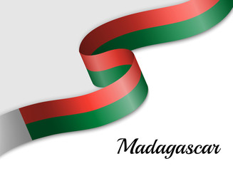 waving ribbon flag Madagascar