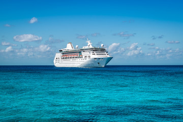 Fototapeta na wymiar Cruise ship on the sea. Travel and transportation concept.