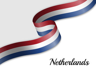 waving ribbon flag Netherlands