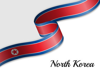 waving ribbon flag North Korea