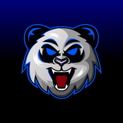 Angry panda head mascot logo