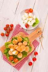 Fried Mozzarella cheese balls.