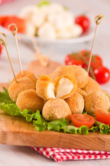 Fried Mozzarella cheese balls.