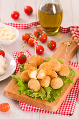 Fried Mozzarella cheese balls.